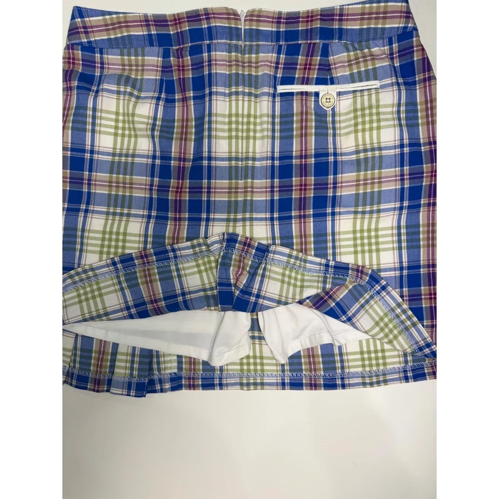 Peter Millar‎ Womens Plaid Golf Skort Blue Green Purple Pleated Skirt Size 12